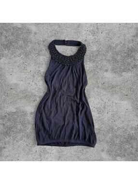 Smart set black beaded halter mini dress